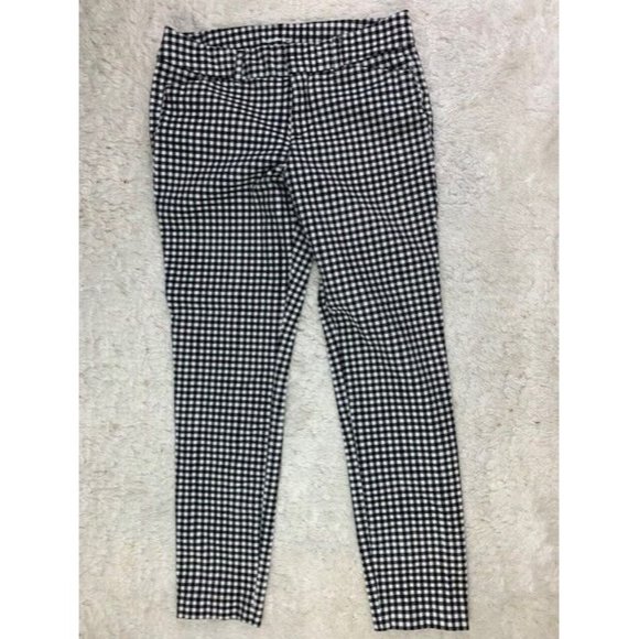 Old Navy Size 2 Womens Pixie Crop Pants Black Checked Stretch Mid Rise - Picture 1 of 4